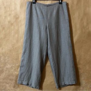 Eileen Fisher | Linen High Waisted Wide Leg Pants Cropped Trousers Grey Size M